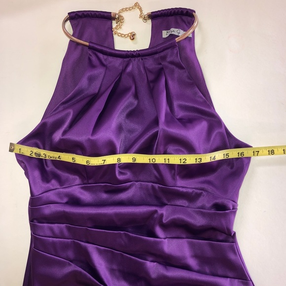 Eliza J Chain Strap Pleated Cocktail Dress Purple (8) - Picture 9 of 17